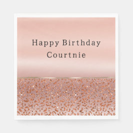 Rose Gold Blush Glam Glitzer Leopard Serviette