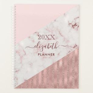 Rose Gold Blush Glam Glitzer Personalisiert Planer