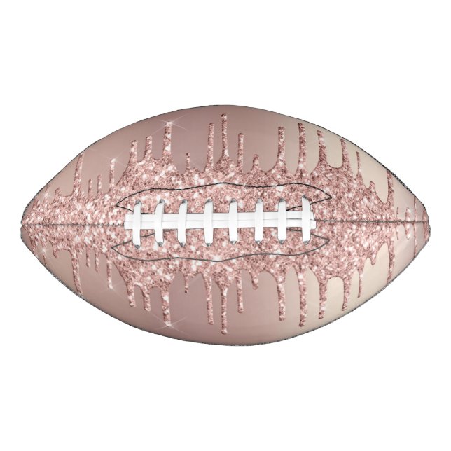 Rose Gold Blush Glitter Sparkle Drips Girly Chic Football (Vorderseite)