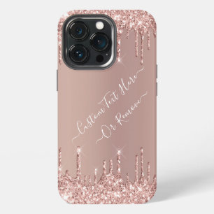 Rose Gold Blush Glitter Sparkle Tropfen - Ihr Text iPhone 13 Pro Hülle