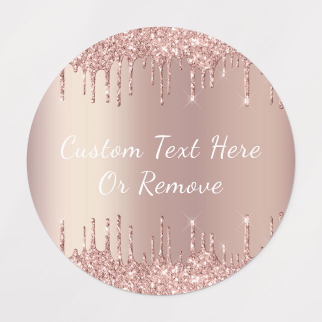 Rose Gold Blush Glitzer Benutzerdefinierte Geschen Etiketten (Design 3)