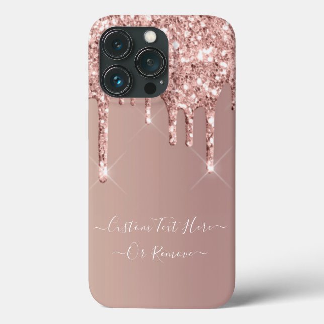 Rose Gold Blush Glitzer Benutzerdefinierter Text I Case-Mate iPhone Hülle (Rückseite)