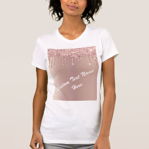 Rose Gold Blush Glitzer Benutzerdefinierter Text T T-Shirt