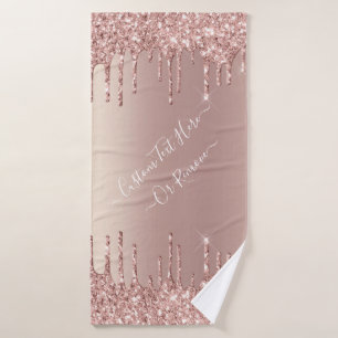Rose Gold Blush Glitzer Custom Text Bath Handtüche Badhandtuch Set