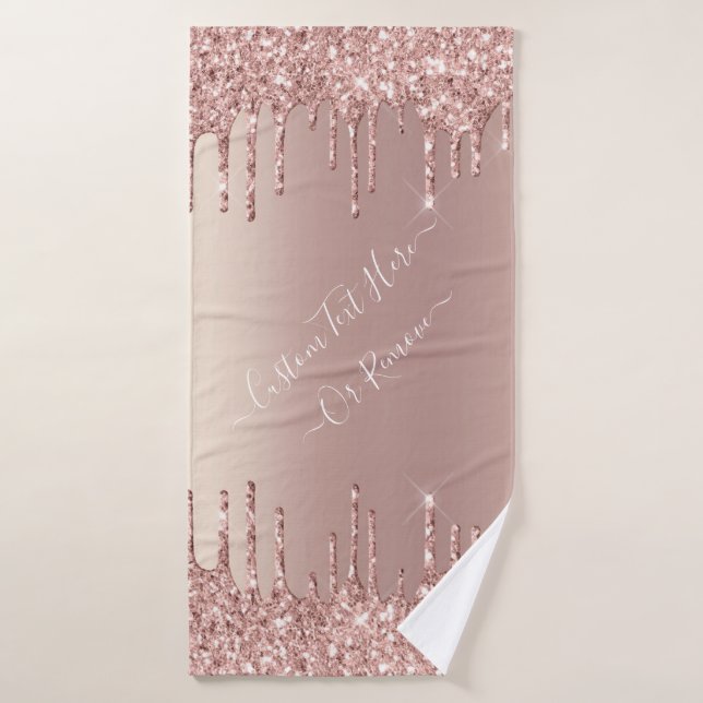 Rose Gold Blush Glitzer Custom Text Bath Handtüche Badhandtuch Set (Badehandtuch)