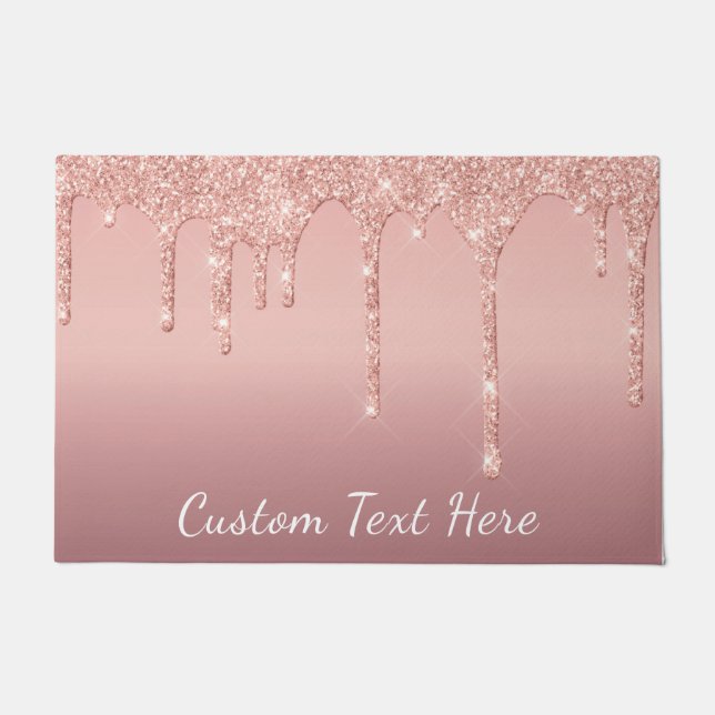 Rose Gold Blush Glitzer Doormat mit benutzerdefini Fußmatte (Vorderseite)
