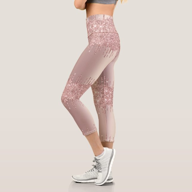 Rose Gold Blush Glitzer Funkelnd Leggings (Links)
