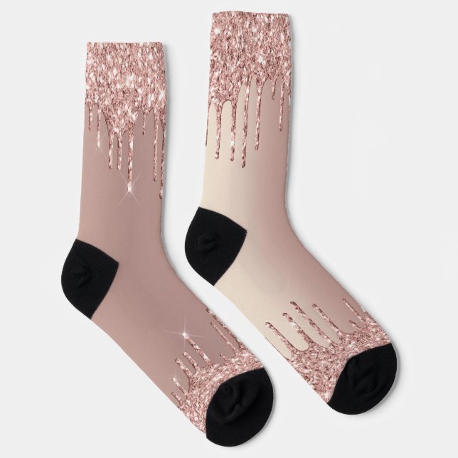 Rose Gold Blush Glitzer Funkelnd Socken (Rechts)