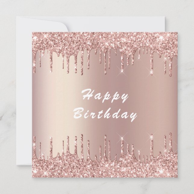 Rose Gold Blush Glitzer Happy Birthday Card Karte (Vorderseite)
