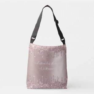 Rose Gold Blush Glitzer Ihr Text-Crossbody-Bag Tragetaschen Mit Langen Trägern