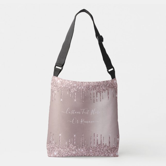 Rose Gold Blush Glitzer Ihr Text-Crossbody-Bag Tragetaschen Mit Langen Trägern (Vorderseite)