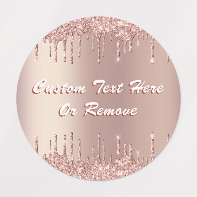 Rose Gold Blush Glitzer Markierungen Benutzerdefin Etiketten (Design 3)