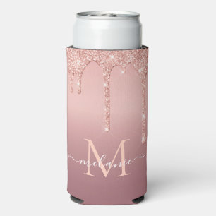 Rose Gold Blush Glitzer Namensbrief kann färben Selters Dosenkühler