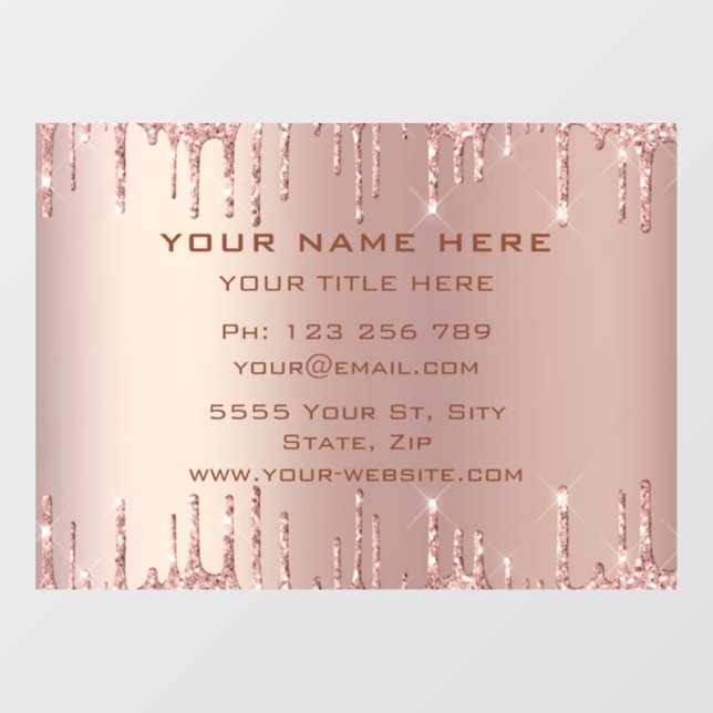 Rose Gold Blush Glitzer Personalisierte Fensterkla Fensteraufkleber (Blatt)