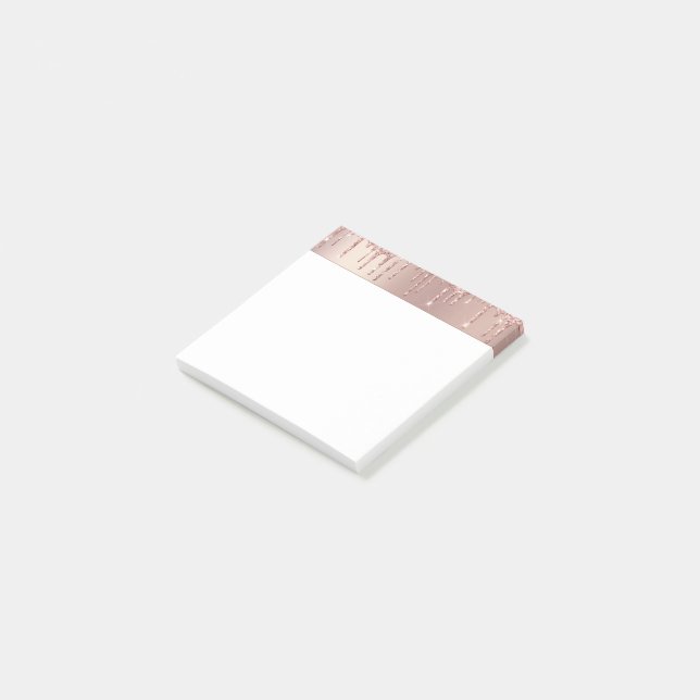 Rose Gold Blush Glitzer Post it Notes Post-it Klebezettel (angewinkelt)