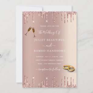 Rose Gold Blush Glitzer Rings Hochzeit Einladung