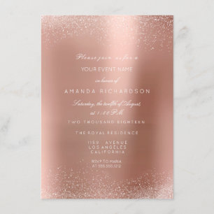 Rose Gold Blush Glitzer Sand Bridal Geburtstag Einladung