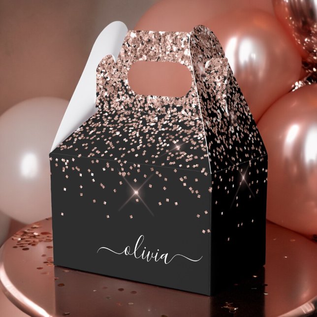 Rose Gold Blush Glitzer Script Monogram Girl Geschenkschachtel (Von Creator hochgeladen)