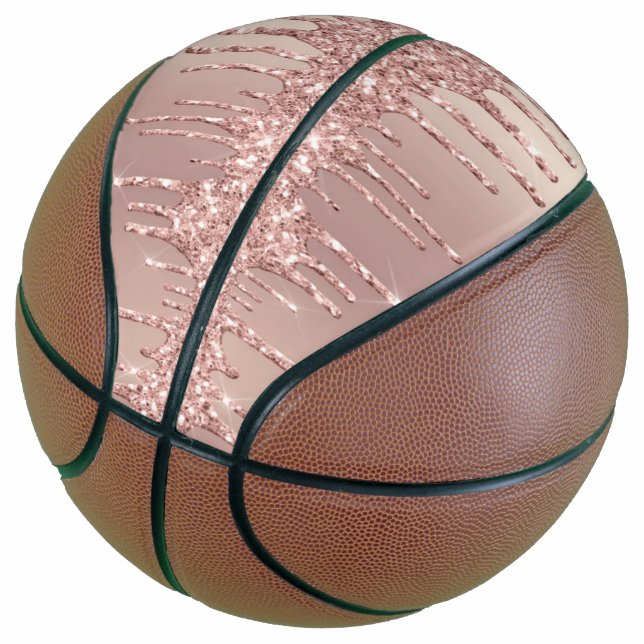 Rose Gold Blush Glitzer Sparkball Basketball Gesch (angewinkelt)