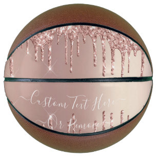 Rose Gold Blush Glitzer Sparkeln Tropfen Benutzerd Basketball