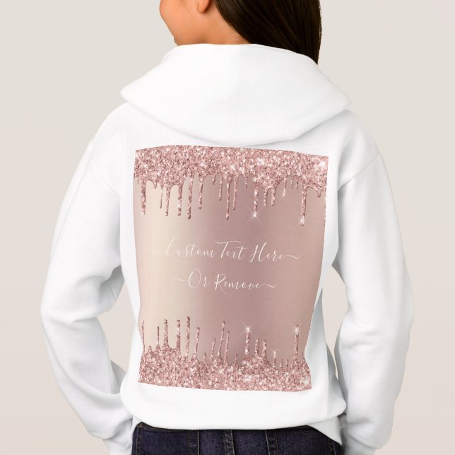 Rose Gold Blush Glitzer Sparkeln Tropfen Benutzerd Hoodie (Rückseite)