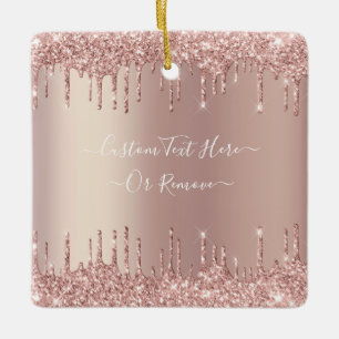 Rose Gold Blush Glitzer Sparkeln Tropfen Benutzerd Keramikornament