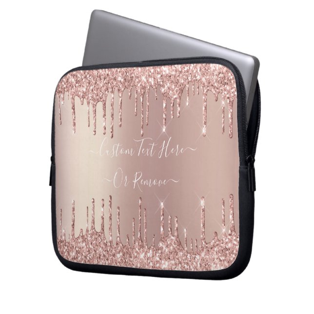 Rose Gold Blush Glitzer Sparkeln Tropfen Benutzerd Laptopschutzhülle (Vorderseite Links)