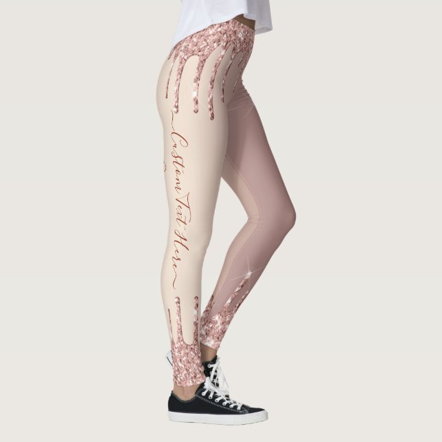 Rose Gold Blush Glitzer Sparkeln Tropfen Benutzerd Leggings (Rechts)