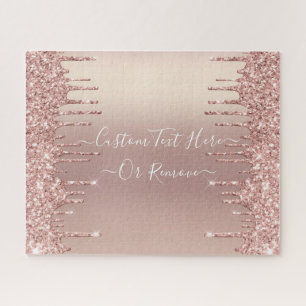 Rose Gold Blush Glitzer Sparkeln Tropfen Benutzerd Puzzle