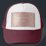 Rose Gold Blush Glitzer Sparkeln Tropfen Benutzerd Truckerkappe<br><div class="desc">Rose Gold Blush Glitzer Sparkle Tropfen Custom Text Pink Modern - Fügen Sie Ihren einzigartigen Text / Name oder entfernen Text - Make Your Special Gift - Neu vergrössern und verschieben oder entfernen und hinzufügen / Elemente mit Anpassungstool. Design von MIGNED. Bitte schauen Sie sich meine anderen Projekte an. Sie...</div>