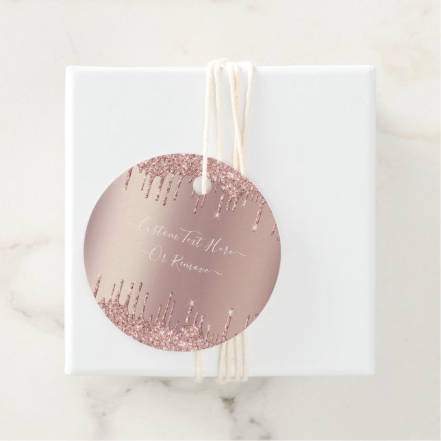 Rose Gold Blush Glitzer Sparkeln Tropfen - Ihr Tex Geschenkanhänger (Beispiel)