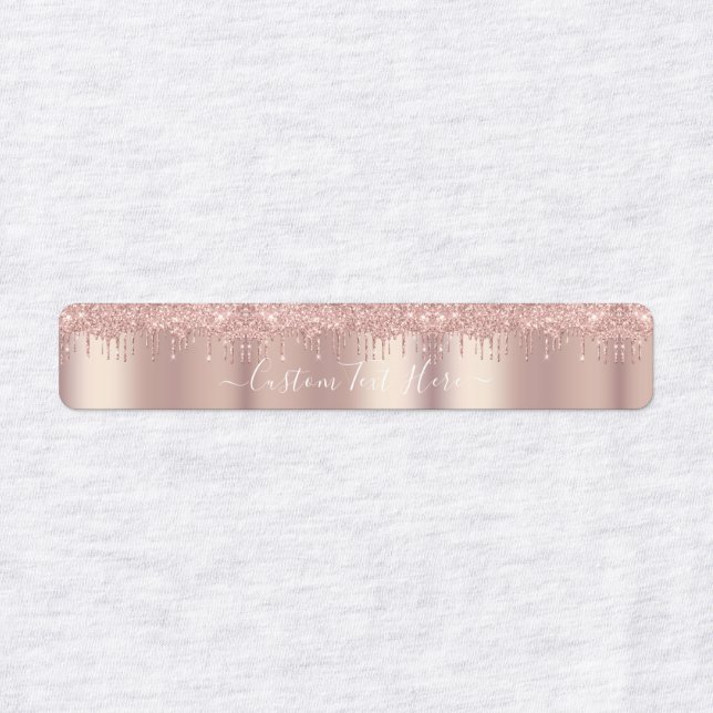 Rose Gold Blush Glitzer Sparkeln Tropfen - Text hi Etiketten (Design 3)