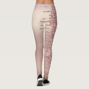 Rose Gold Blush Glitzer Sparkeln Tropfen - Text hi Leggings