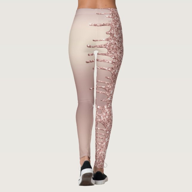Rose Gold Blush Glitzer Sparkeln Tropfen - Text hi Leggings (Rückseite)