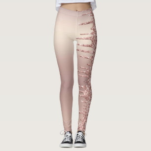 Rose Gold Blush Glitzer Sparkeln Tropfen - Text/ N Leggings