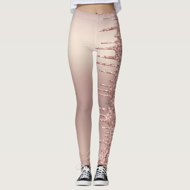 Rose Gold Blush Glitzer Sparkeln Tropfen - Text/ N Leggings (Vorderseite)