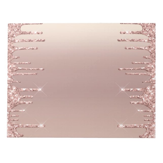 Rose Gold Blush Glitzer Sparkle Tropfen Moderne Mo Notizblock (Vorderseite)