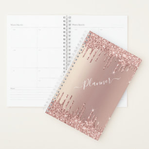 Rose Gold Blush Glitzer Sparkle Tropfen Moderne Mo Planer