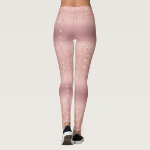 Rose Gold Blush Glitzer Sparkle Tropfen Party Legi Leggings