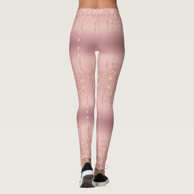Rose Gold Blush Glitzer Sparkle Tropfen Party Legi Leggings (Rückseite)
