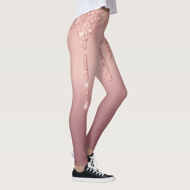 Rose Gold Blush Glitzer Sparkone Tropfen Leggings (Rechts)