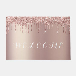 Rose Gold Blush Glitzer Sparkone Tropfen Moderne Fußmatte