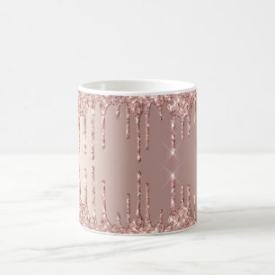 Rose Gold Blush Glitzer Sparkone Tropfen Moderne Kaffeetasse