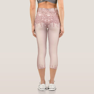 Rose Gold Blush Glitzer Sparkone Tropfen Tanz Capri Leggings
