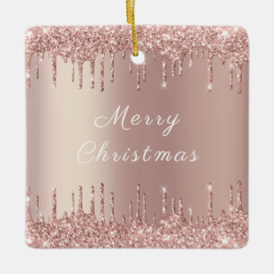 Rose Gold Blush Glitzer Sparkone Tropfen - Weihnac Keramikornament