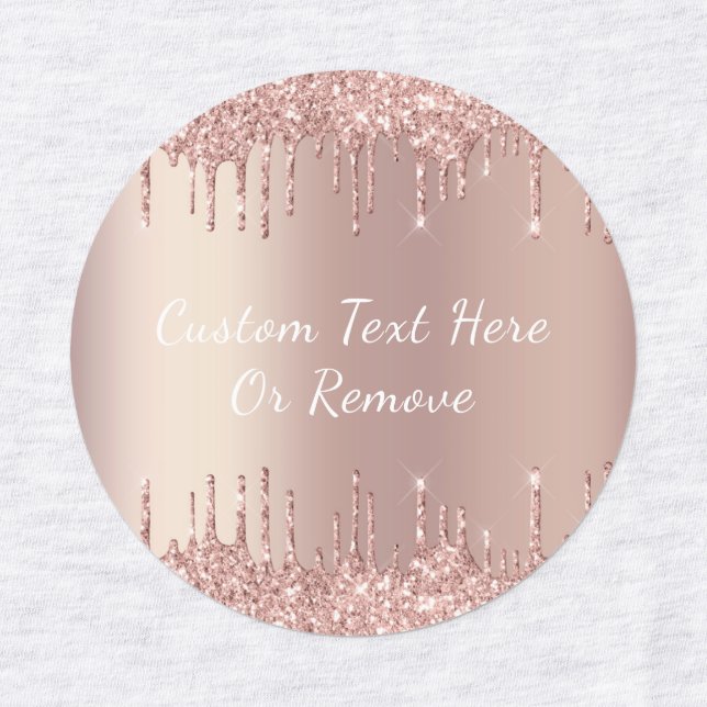 Rose Gold Blush Glitzer Tropfen Benutzerdefinierte Etiketten (Design 3)