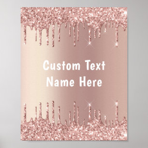 Rose Gold Blush Glitzer Tropfen Benutzerdefinierte Poster
