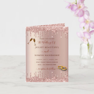 Rose Gold Blush Glitzer Tropfen Hochzeit Einladung