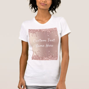 Rose Gold Blush Glitzer Tropfen Ihr Text-T - Shirt
