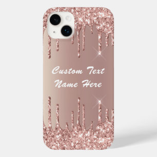 Rose Gold Blush Glitzer Tropfen Ihr Textname Case-Mate iPhone 14 Plus Hülle